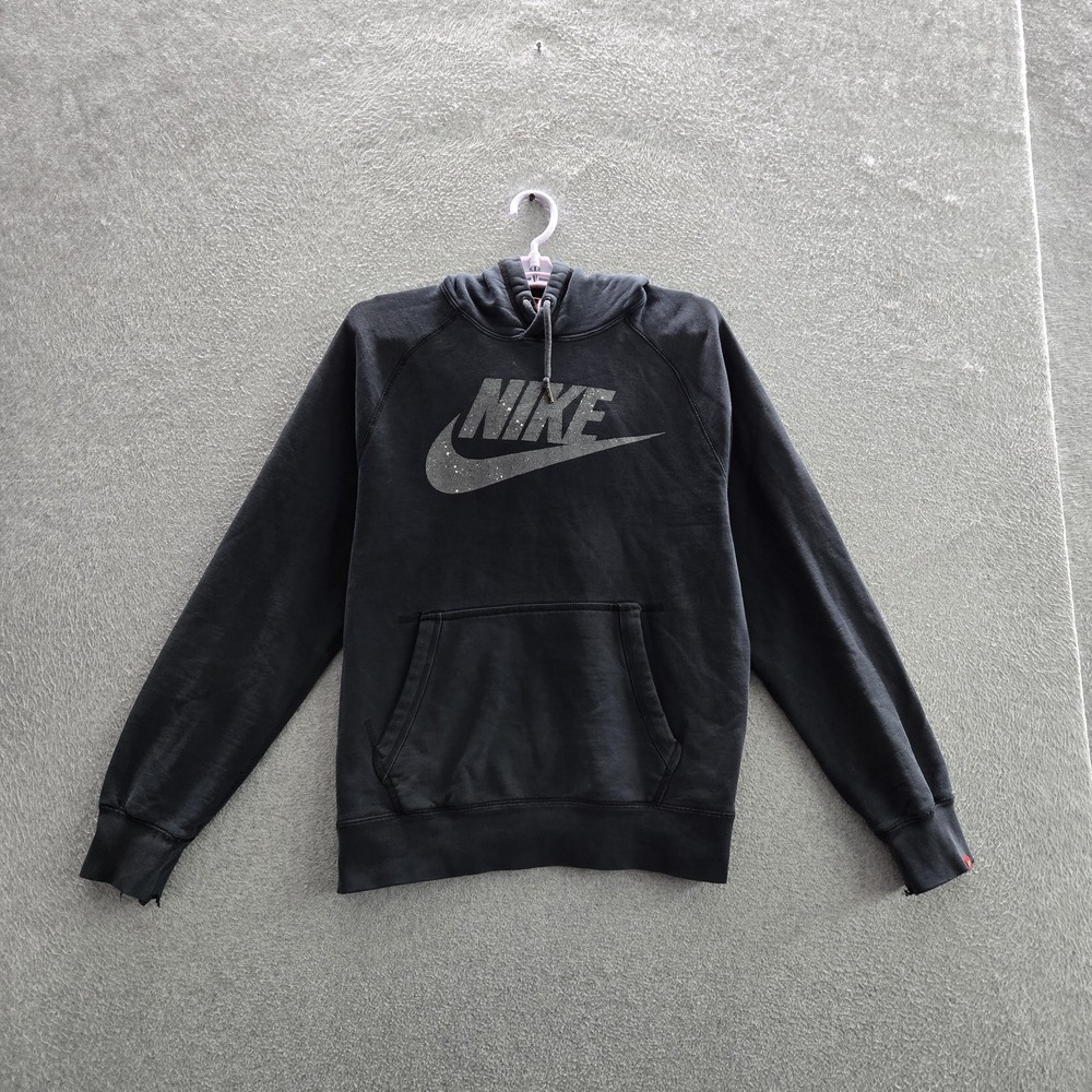 Nike Women Hoodie M Black‎ Fleece Activewear Long Sleeve Spellout Swoosh